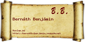 Bernáth Benjámin névjegykártya